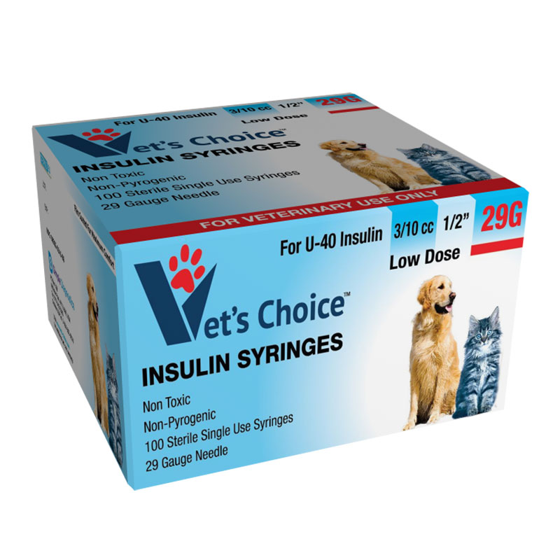 Vet's Choice U-40 Pet Syringes 29G 3/10cc 1/2 inch 100 per box