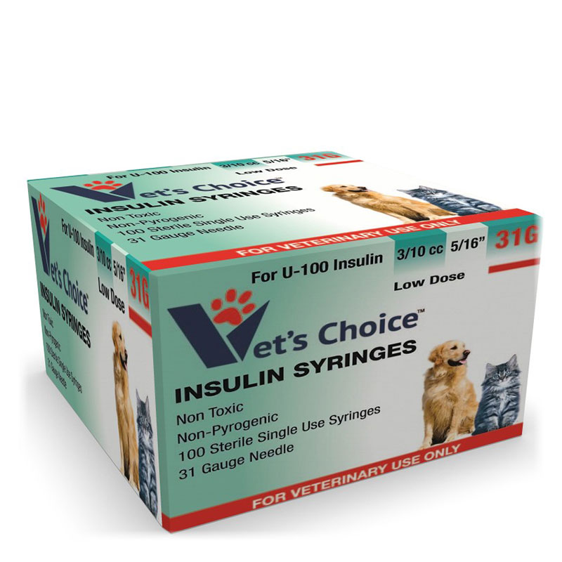 Vet's Choice U100 Pet Syringe 31G, 3/10cc, 5/16in 100ct ADW Diabetes
