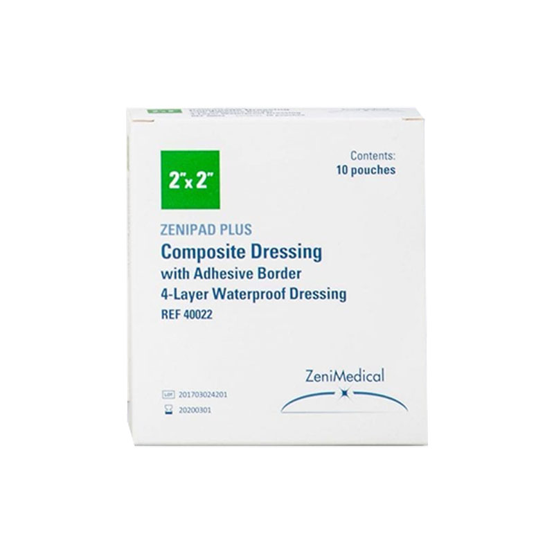 ZeniMedical ZeniPad Plus Composite Dressing 2x2 inch with 1x1 inch Pad Box of 10