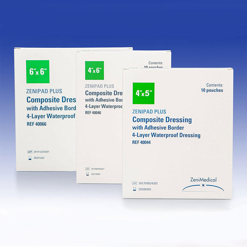 ZeniMedical ZeniPad Plus Composite Dressing 6x6 inch with 4x4 inch Pad Box of 10